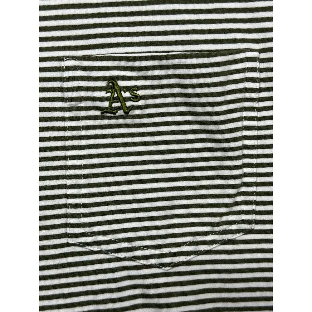 Johnnie-O Men's Short Sleeve Oakland A's Green Striped Polo Shirt - Size M* - Picture 2 of 5